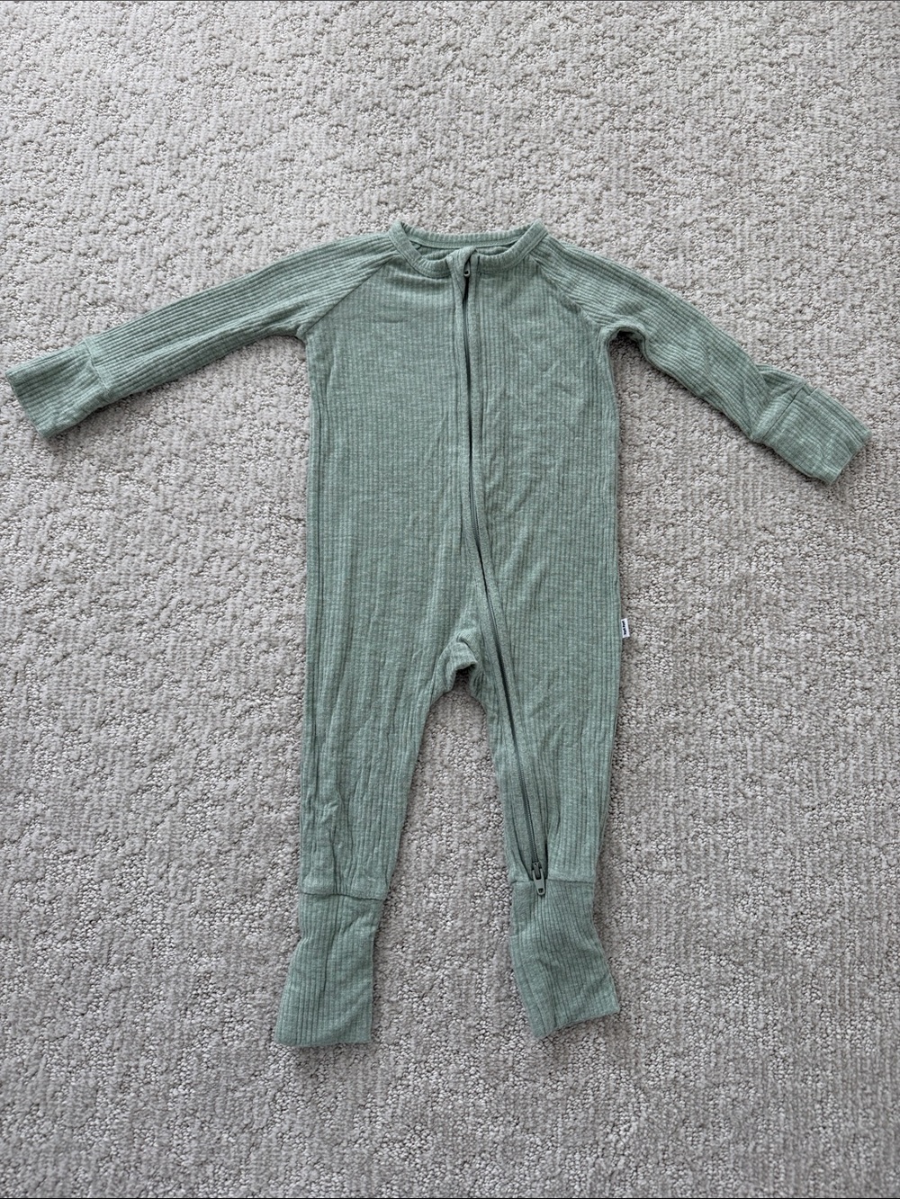 Little Sleepies Heater Sage Ribbed Zippy